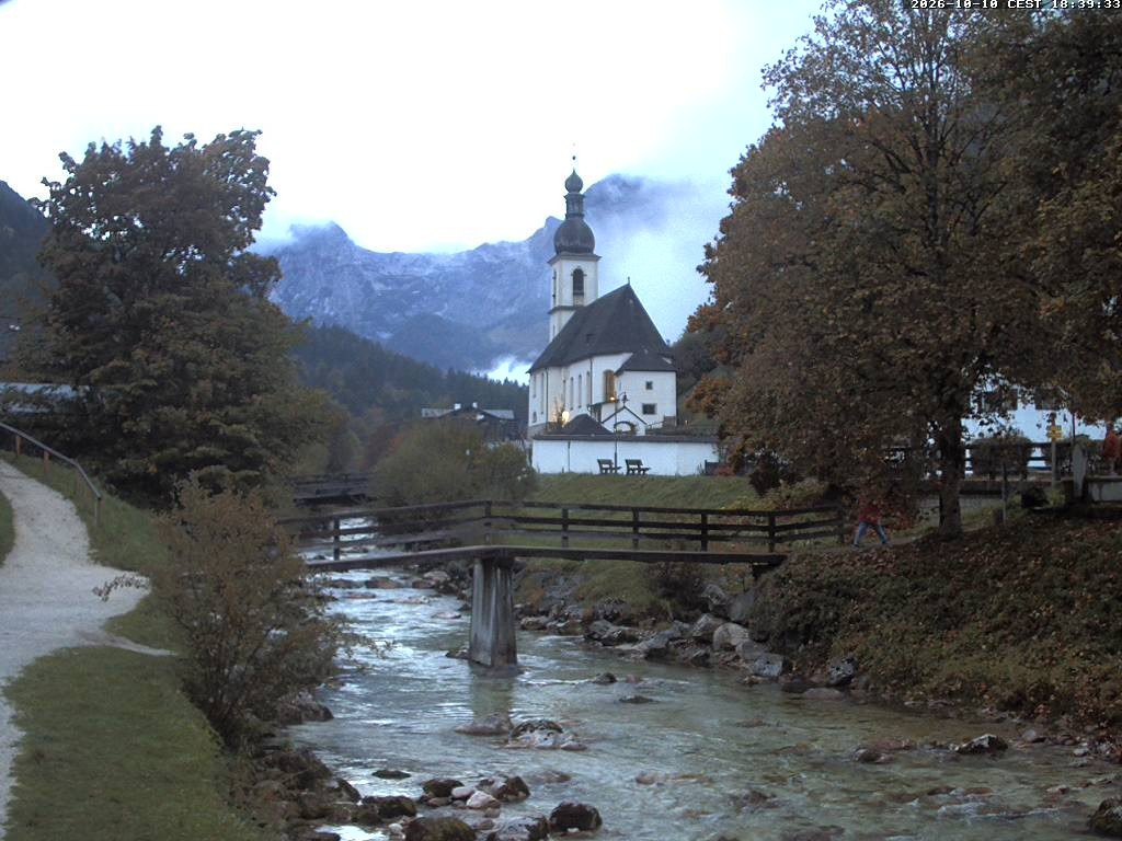 Archiv Foto Webcam Malerwinkel in Ramsau bei Berchtesgaden - Ortskirche St. Sebastian