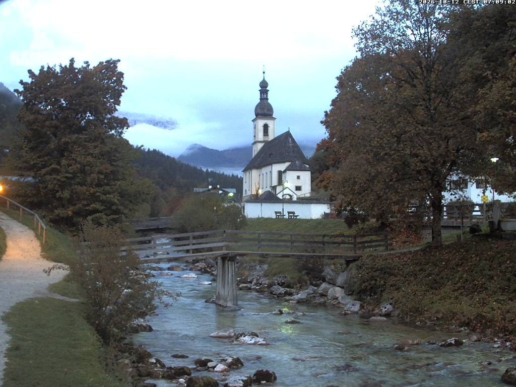 Archiv Foto Webcam Malerwinkel in Ramsau bei Berchtesgaden - Ortskirche St. Sebastian