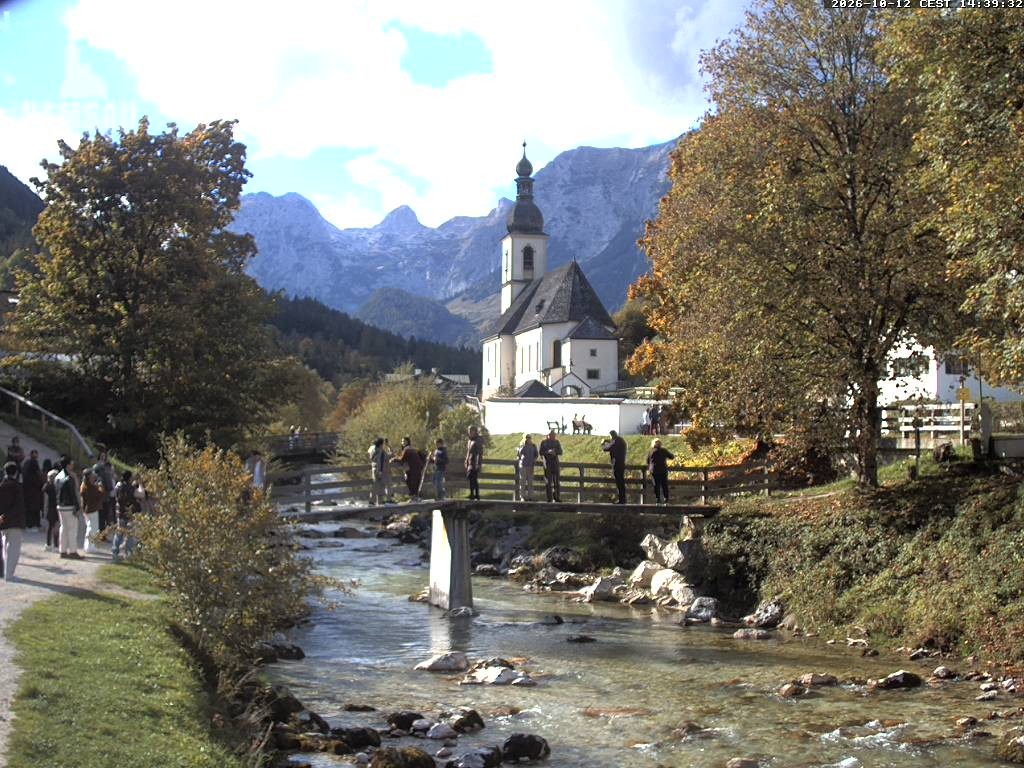 Archiv Foto Webcam Malerwinkel in Ramsau bei Berchtesgaden - Ortskirche St. Sebastian