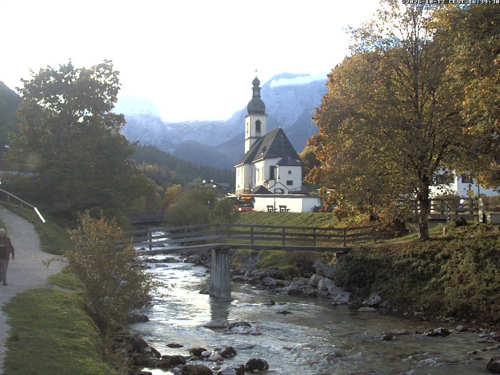 Archiv Foto Webcam Malerwinkel in Ramsau bei Berchtesgaden - Ortskirche St. Sebastian