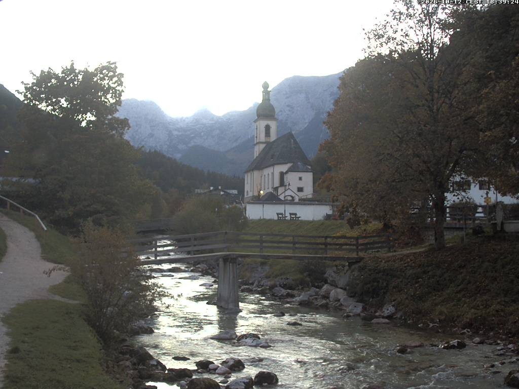 Archiv Foto Webcam Malerwinkel in Ramsau bei Berchtesgaden - Ortskirche St. Sebastian