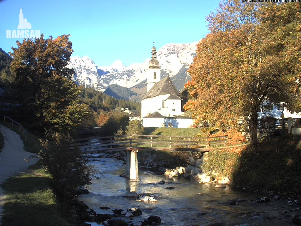 Archiv Foto Webcam Malerwinkel in Ramsau bei Berchtesgaden - Ortskirche St. Sebastian