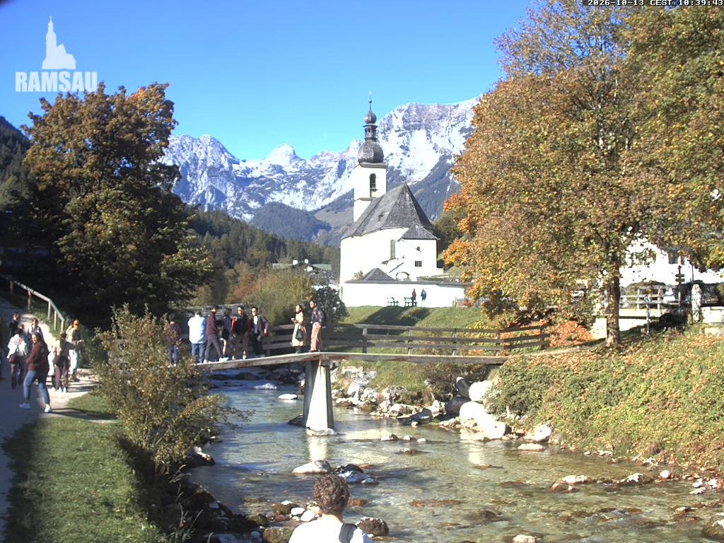 Archiv Foto Webcam Malerwinkel in Ramsau bei Berchtesgaden - Ortskirche St. Sebastian