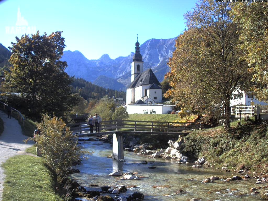 Archiv Foto Webcam Malerwinkel in Ramsau bei Berchtesgaden - Ortskirche St. Sebastian