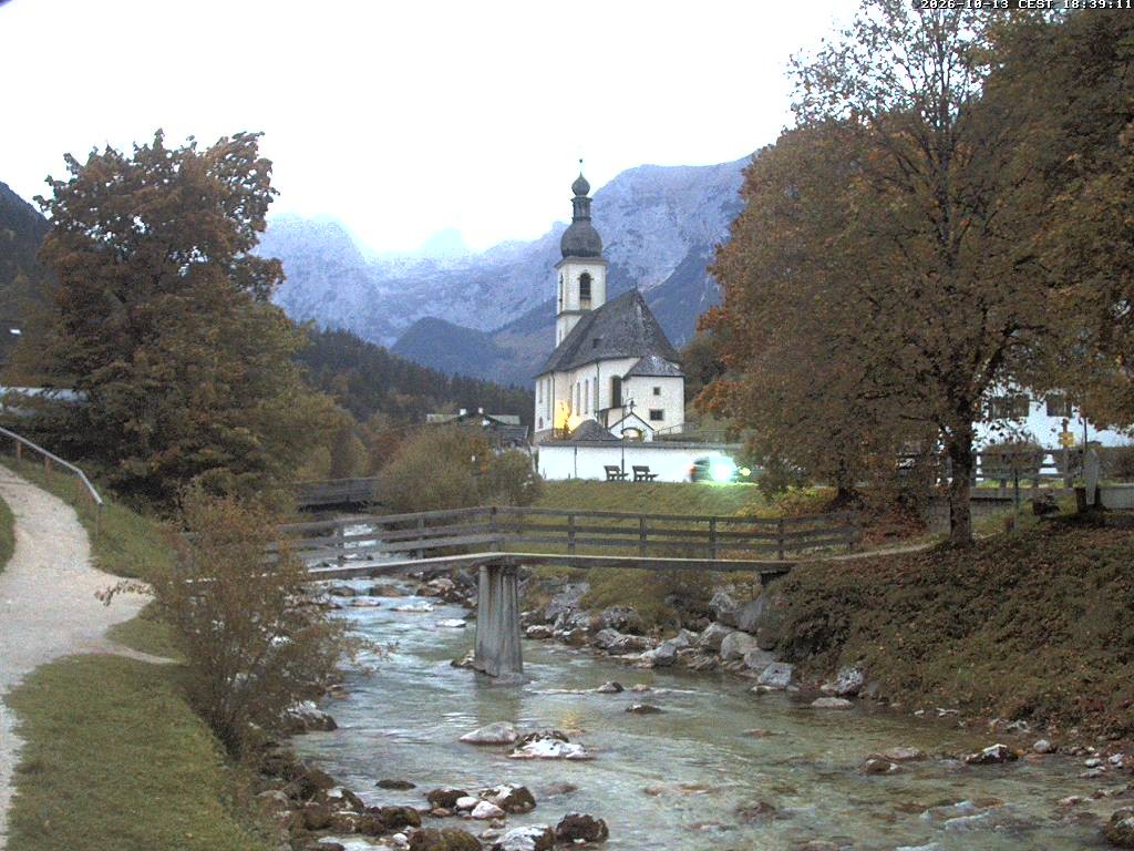 Archiv Foto Webcam Malerwinkel in Ramsau bei Berchtesgaden - Ortskirche St. Sebastian