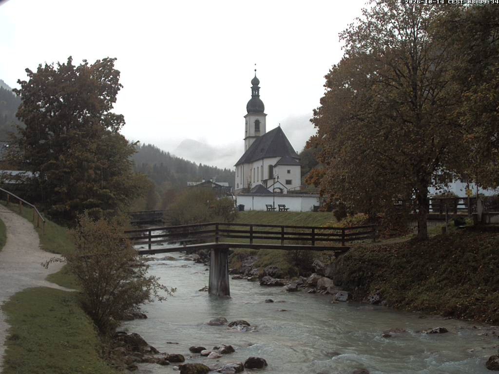 Archiv Foto Webcam Malerwinkel in Ramsau bei Berchtesgaden - Ortskirche St. Sebastian