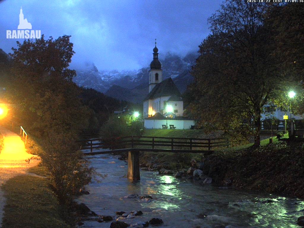 Archiv Foto Webcam Malerwinkel in Ramsau bei Berchtesgaden - Ortskirche St. Sebastian