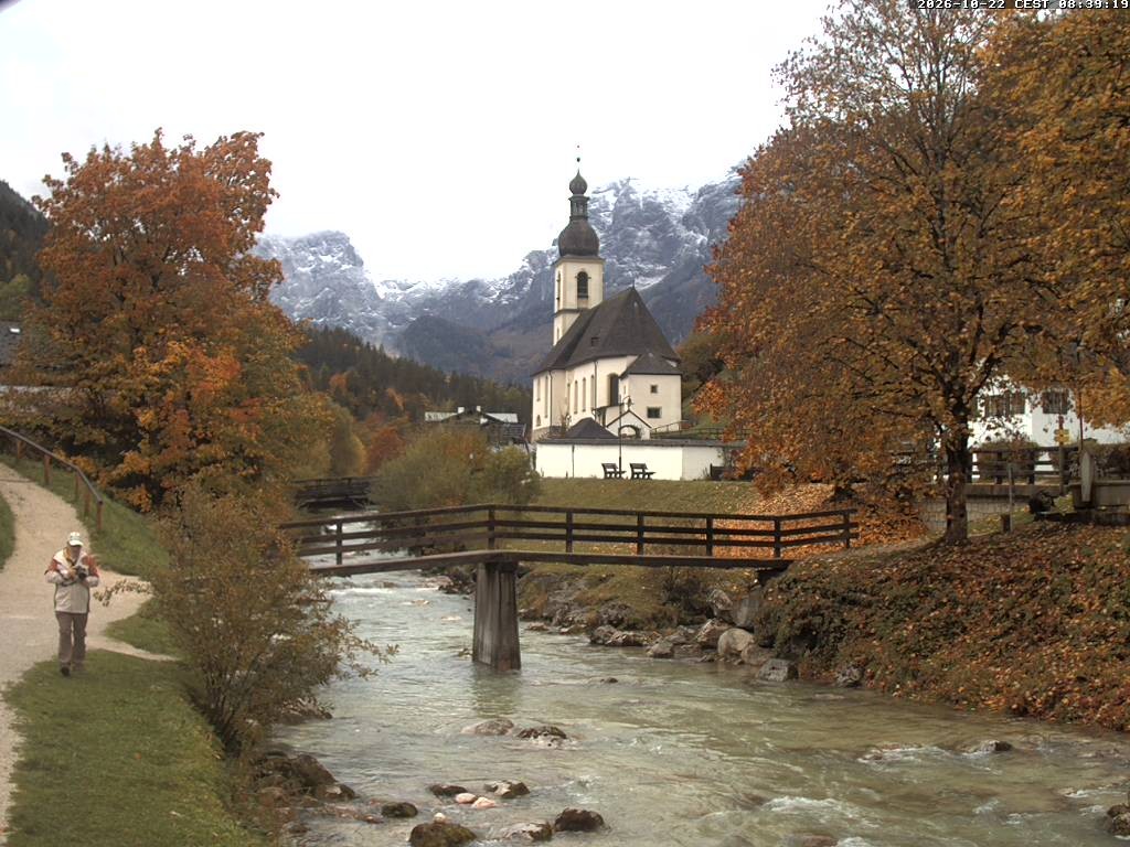 Archiv Foto Webcam Malerwinkel in Ramsau bei Berchtesgaden - Ortskirche St. Sebastian