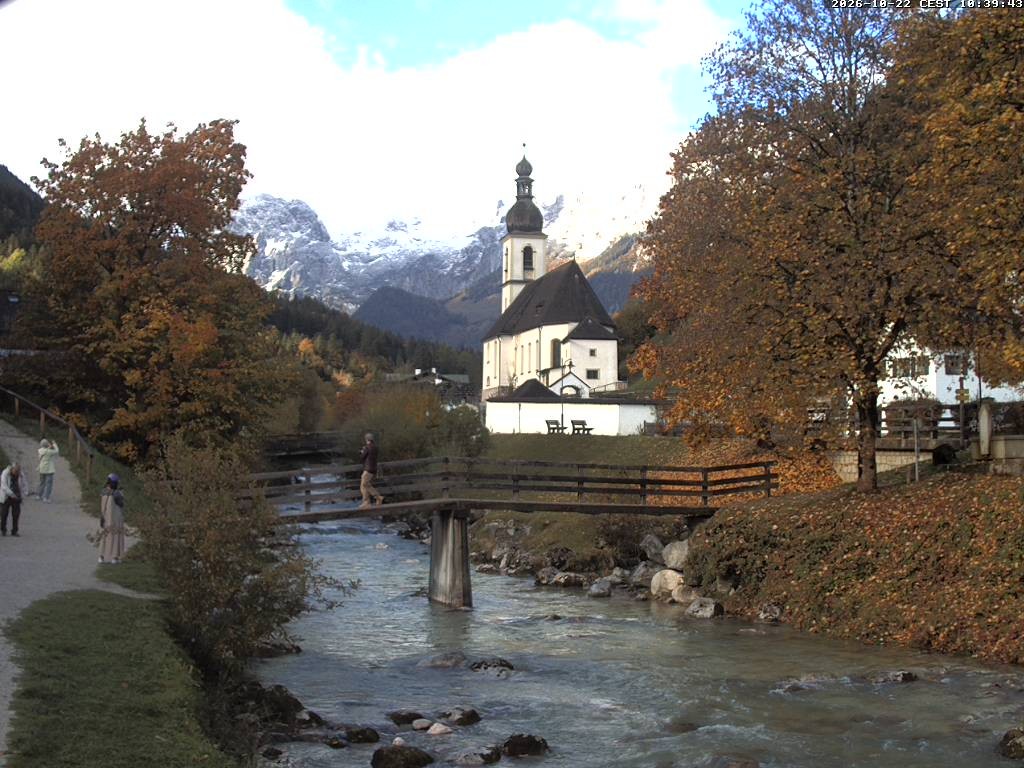 Archiv Foto Webcam Malerwinkel in Ramsau bei Berchtesgaden - Ortskirche St. Sebastian