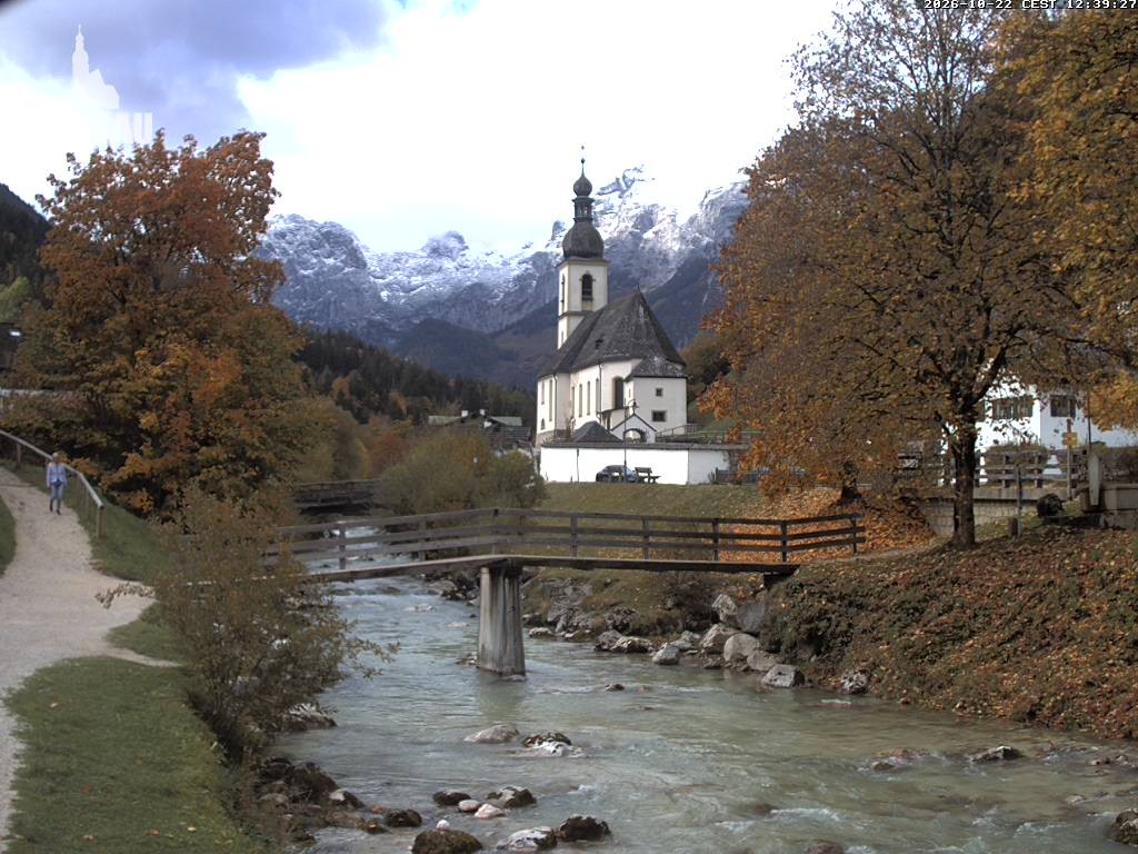 Archiv Foto Webcam Malerwinkel in Ramsau bei Berchtesgaden - Ortskirche St. Sebastian
