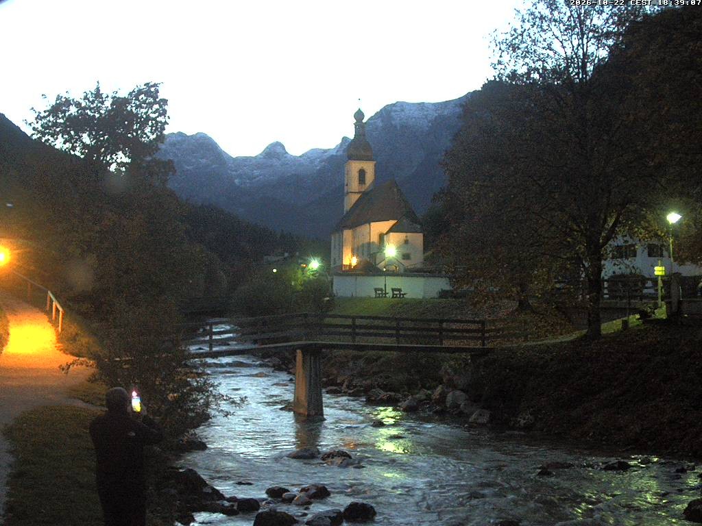 Archiv Foto Webcam Malerwinkel in Ramsau bei Berchtesgaden - Ortskirche St. Sebastian