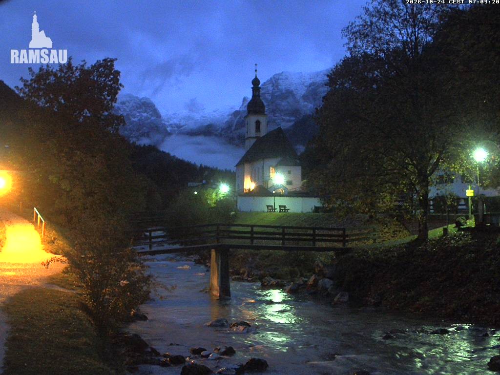 Archiv Foto Webcam Malerwinkel in Ramsau bei Berchtesgaden - Ortskirche St. Sebastian