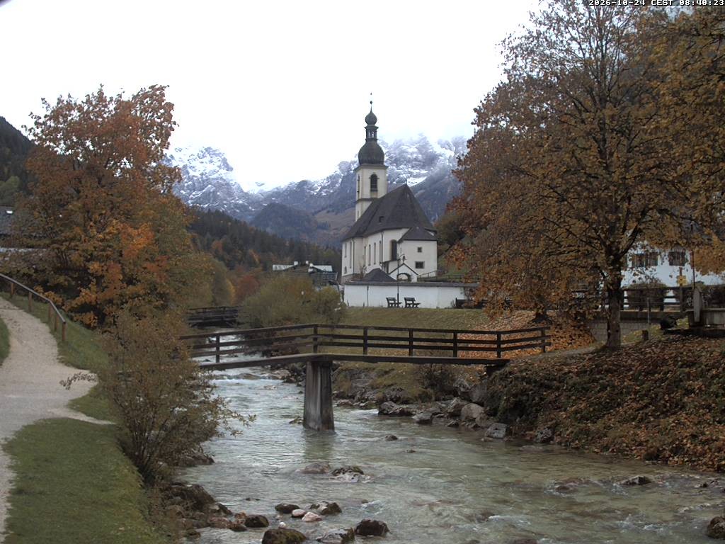 Archiv Foto Webcam Malerwinkel in Ramsau bei Berchtesgaden - Ortskirche St. Sebastian