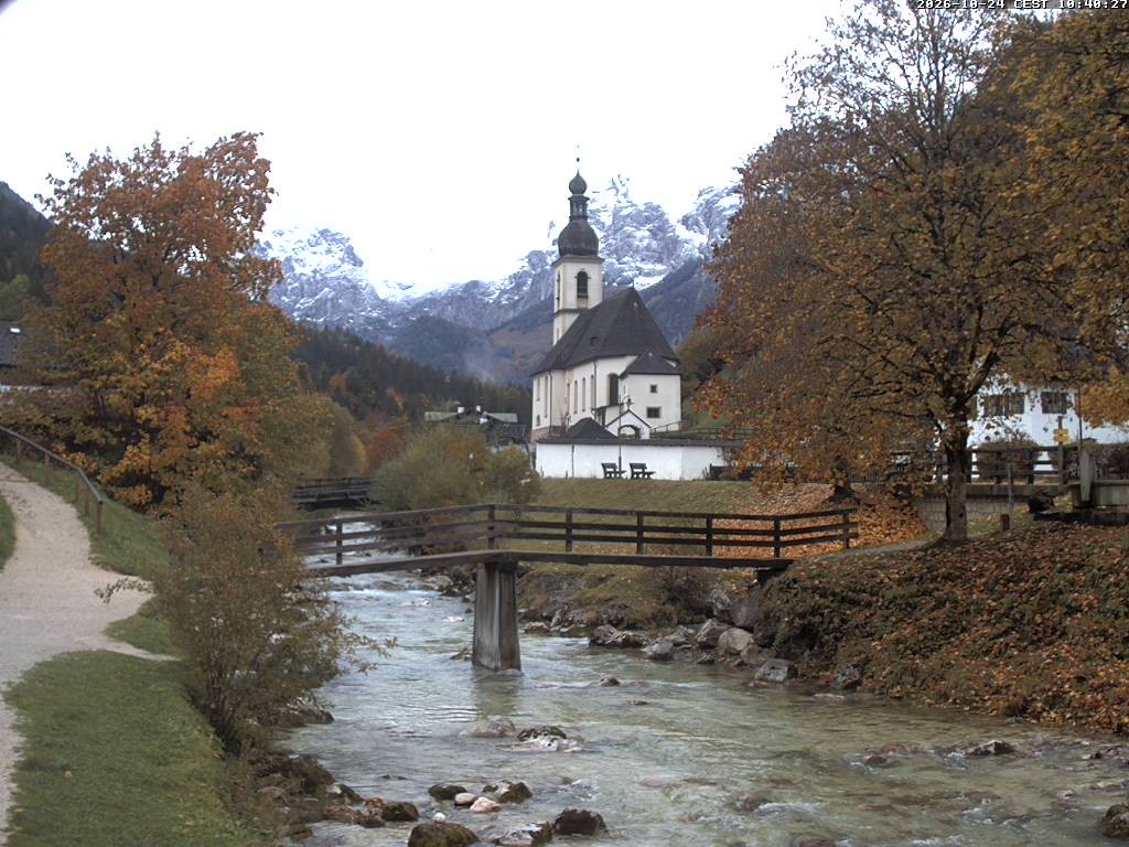 Archiv Foto Webcam Malerwinkel in Ramsau bei Berchtesgaden - Ortskirche St. Sebastian