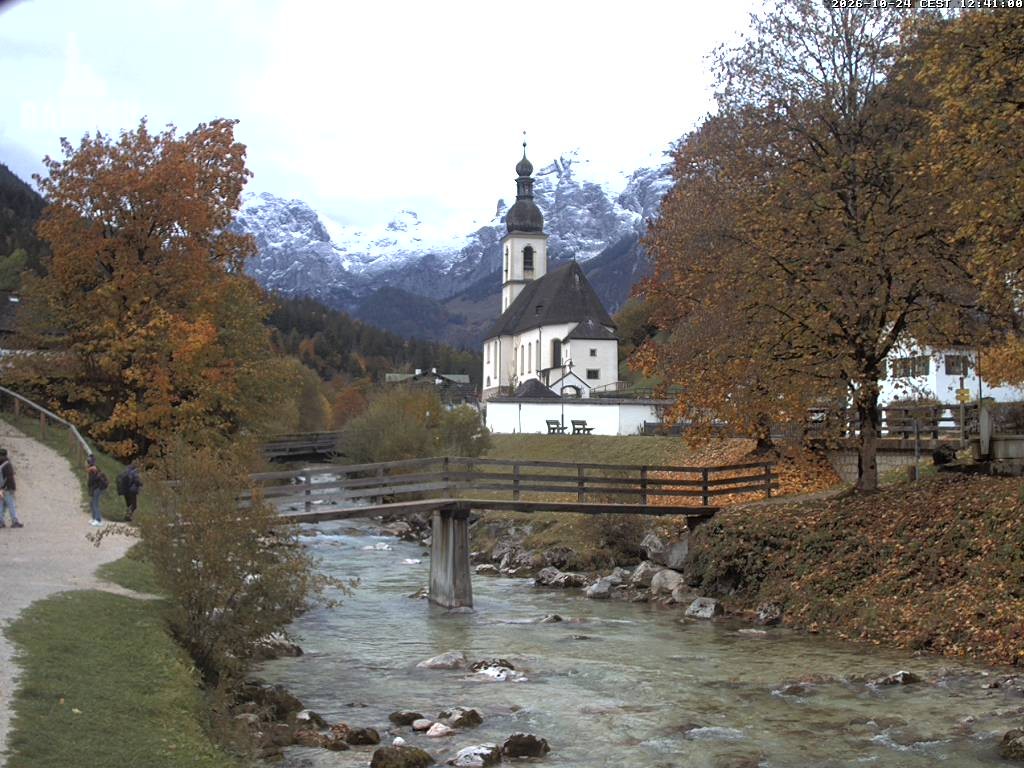 Archiv Foto Webcam Malerwinkel in Ramsau bei Berchtesgaden - Ortskirche St. Sebastian