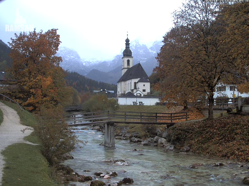 Archiv Foto Webcam Malerwinkel in Ramsau bei Berchtesgaden - Ortskirche St. Sebastian