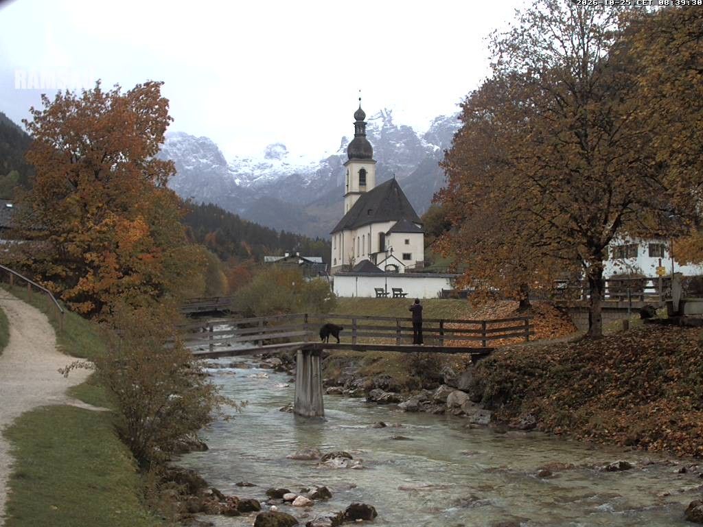 Archiv Foto Webcam Malerwinkel in Ramsau bei Berchtesgaden - Ortskirche St. Sebastian