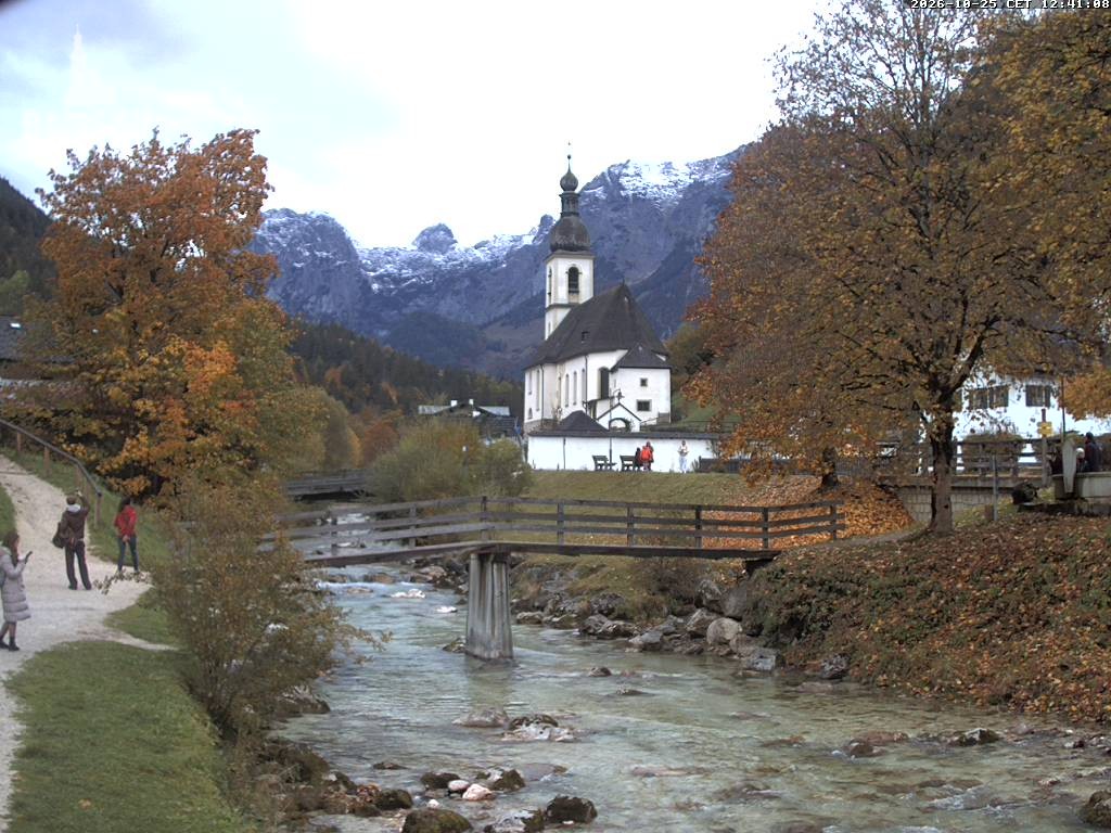 Archiv Foto Webcam Malerwinkel in Ramsau bei Berchtesgaden - Ortskirche St. Sebastian