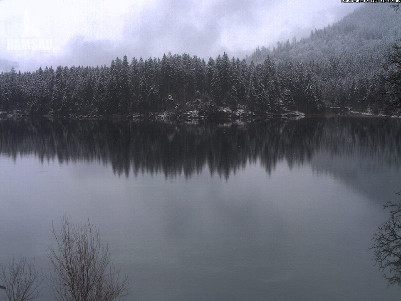 Archived image Webcam View to lake Hintersee