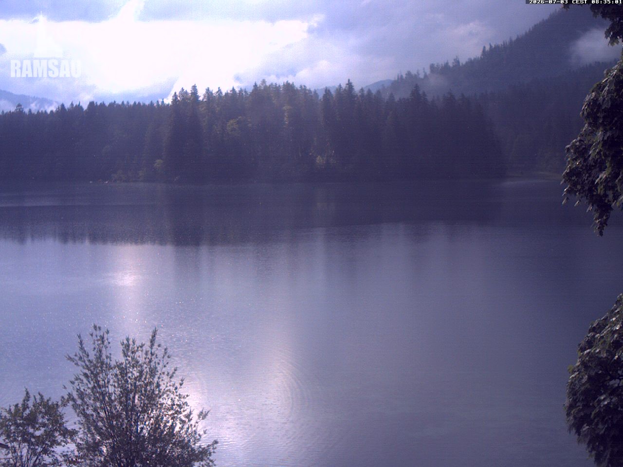 Archived image Webcam View to lake Hintersee