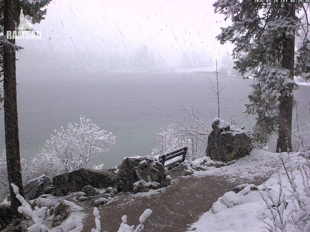 Archived image Webcam Luitpoldweg at lake Hintersee near Ramsau