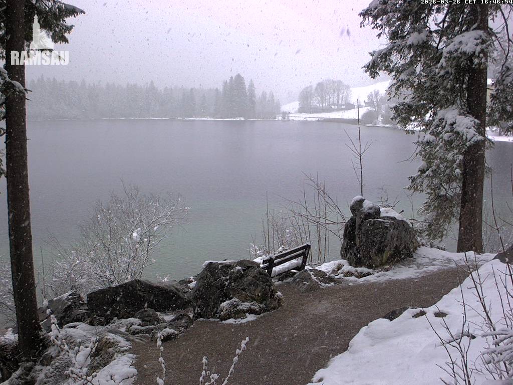 Archived image Webcam Luitpoldweg at lake Hintersee near Ramsau
