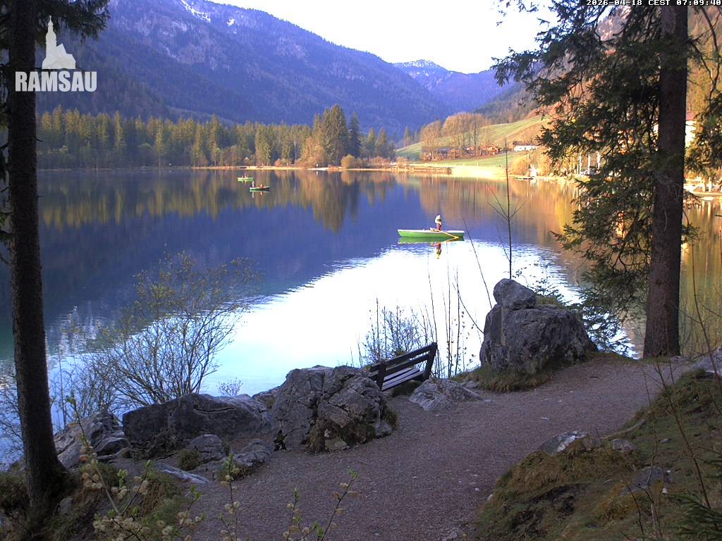 Archived image Webcam Luitpoldweg at lake Hintersee near Ramsau