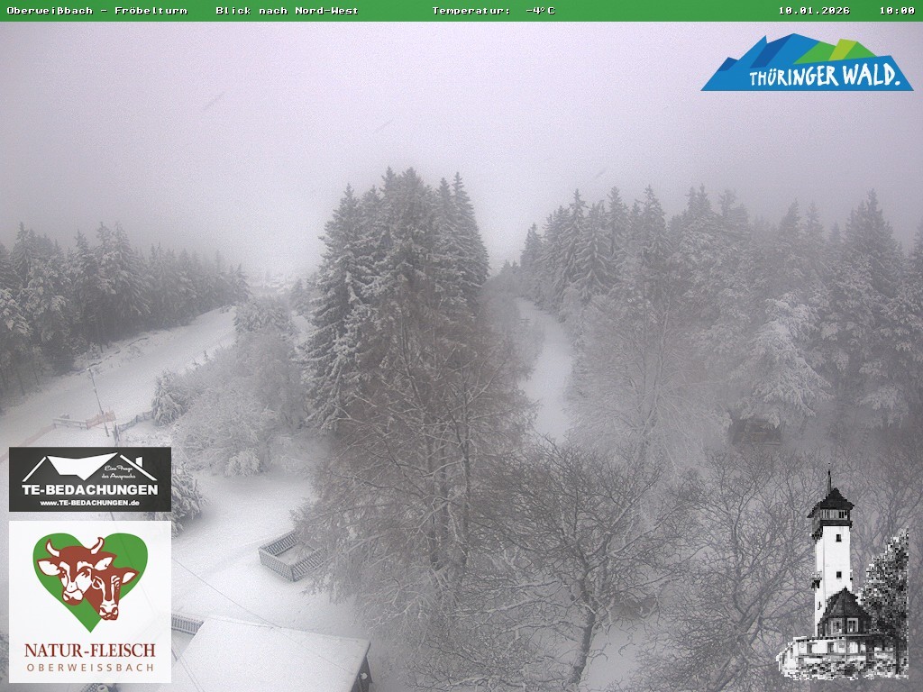 Archived image Webcam Oberweissbach - View from Froebelturm Restaurant