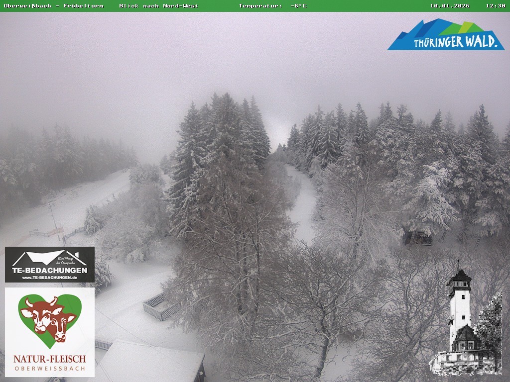 Archived image Webcam Oberweissbach - View from Froebelturm Restaurant