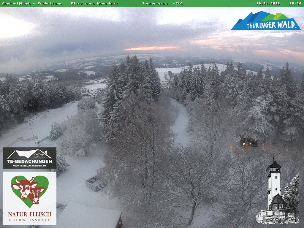 Archived image Webcam Oberweissbach - View from Froebelturm Restaurant
