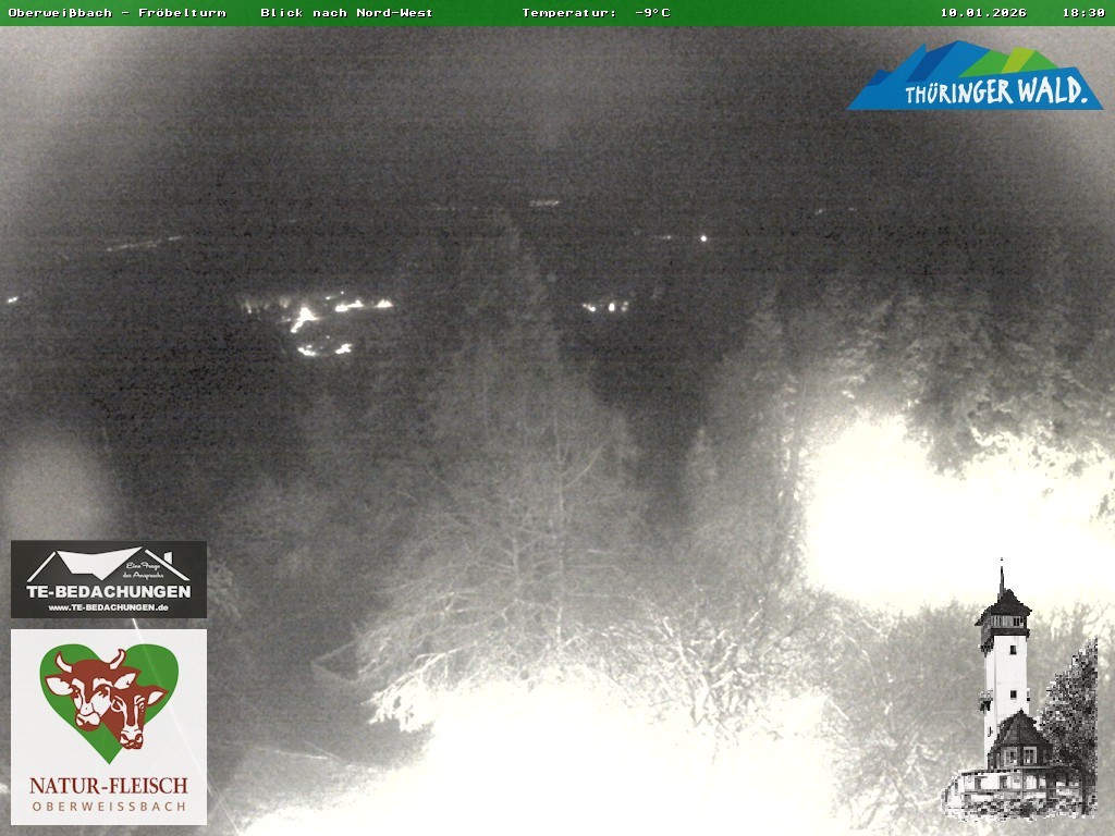 Archived image Webcam Oberweissbach - View from Froebelturm Restaurant