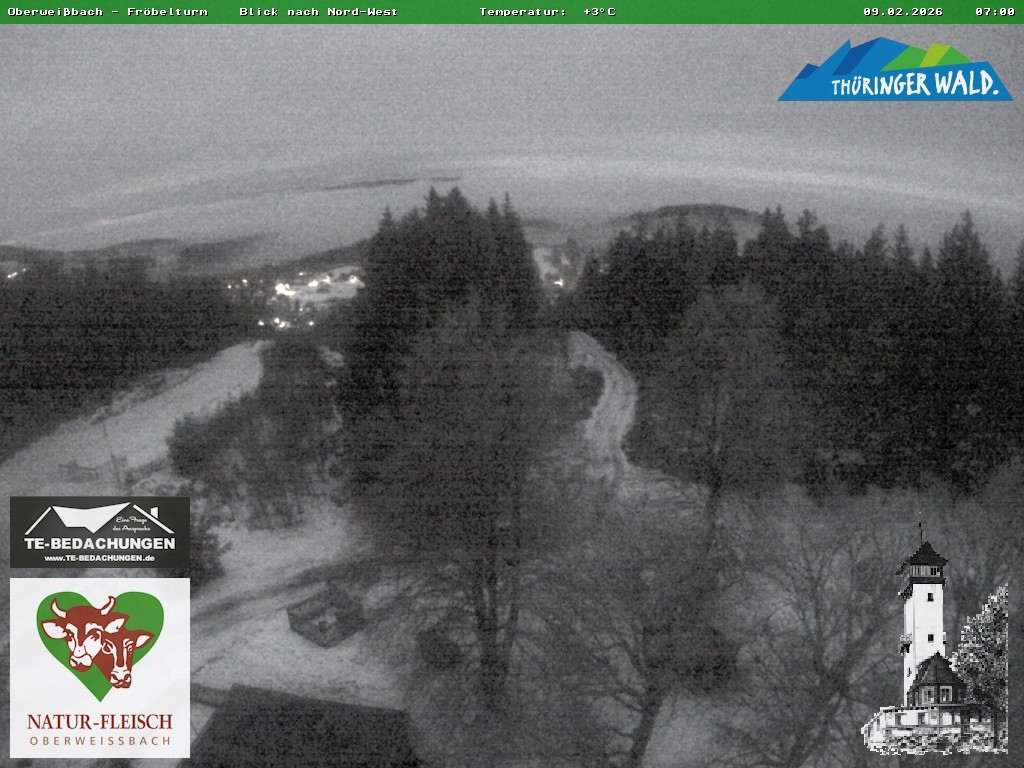 Archived image Webcam Oberweissbach - View from Froebelturm Restaurant