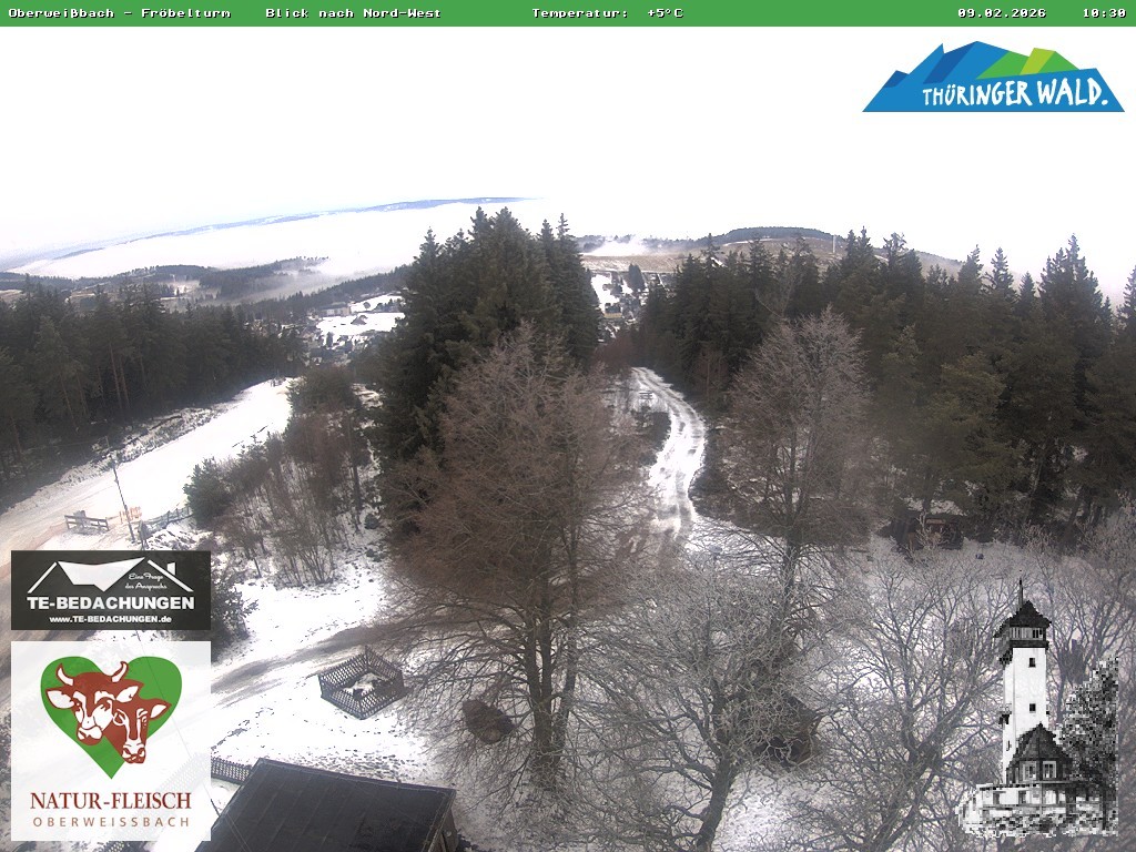 Archived image Webcam Oberweissbach - View from Froebelturm Restaurant