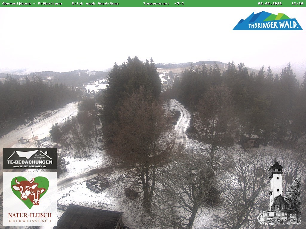Archived image Webcam Oberweissbach - View from Froebelturm Restaurant