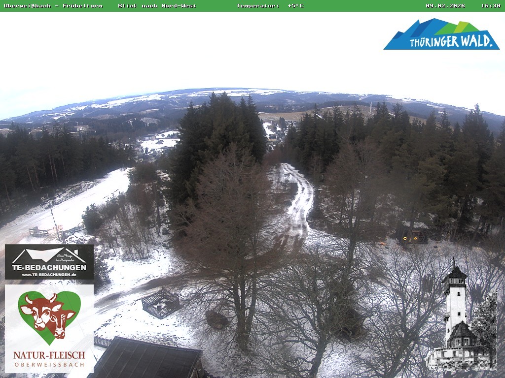 Archived image Webcam Oberweissbach - View from Froebelturm Restaurant