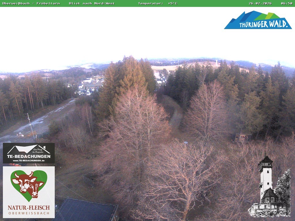 Archived image Webcam Oberweissbach - View from Froebelturm Restaurant