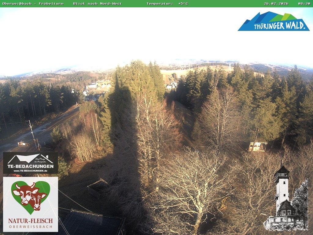 Archived image Webcam Oberweissbach - View from Froebelturm Restaurant