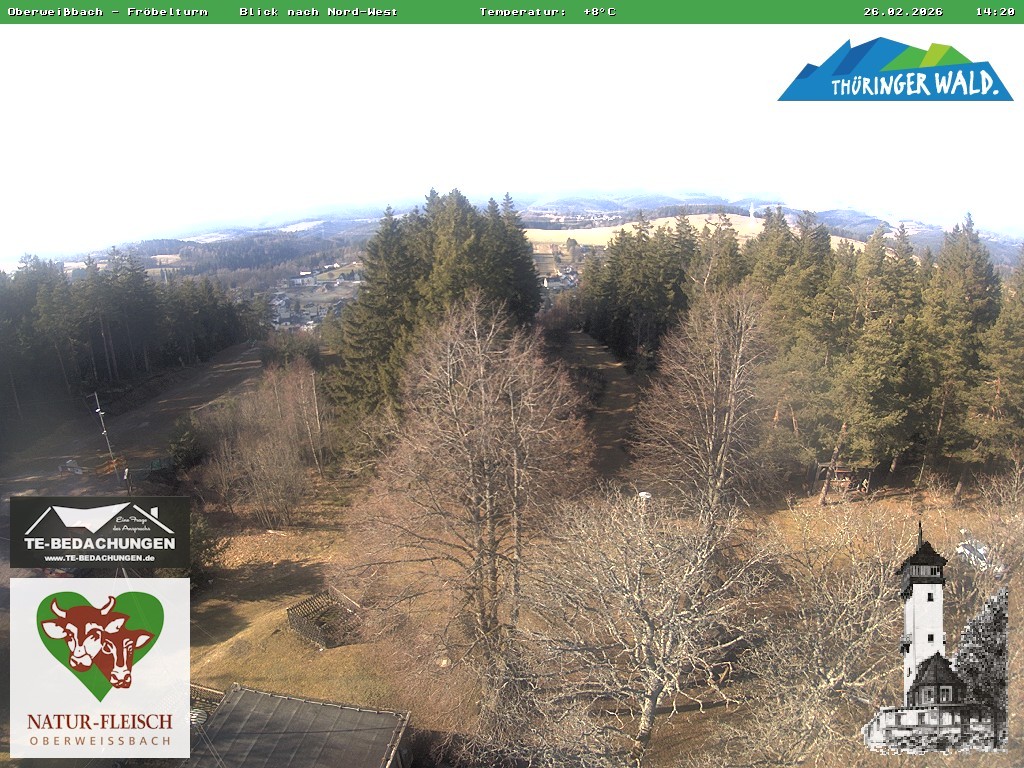 Archived image Webcam Oberweissbach - View from Froebelturm Restaurant