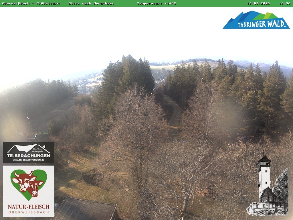 Archived image Webcam Oberweissbach - View from Froebelturm Restaurant