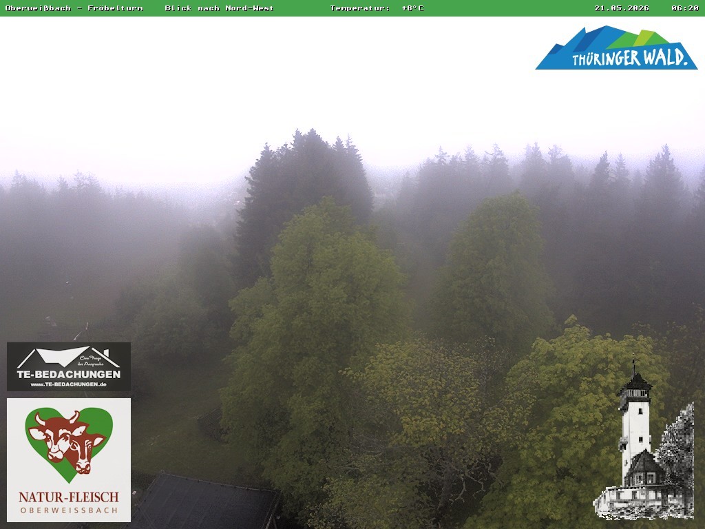 Archived image Webcam Oberweissbach - View from Froebelturm Restaurant