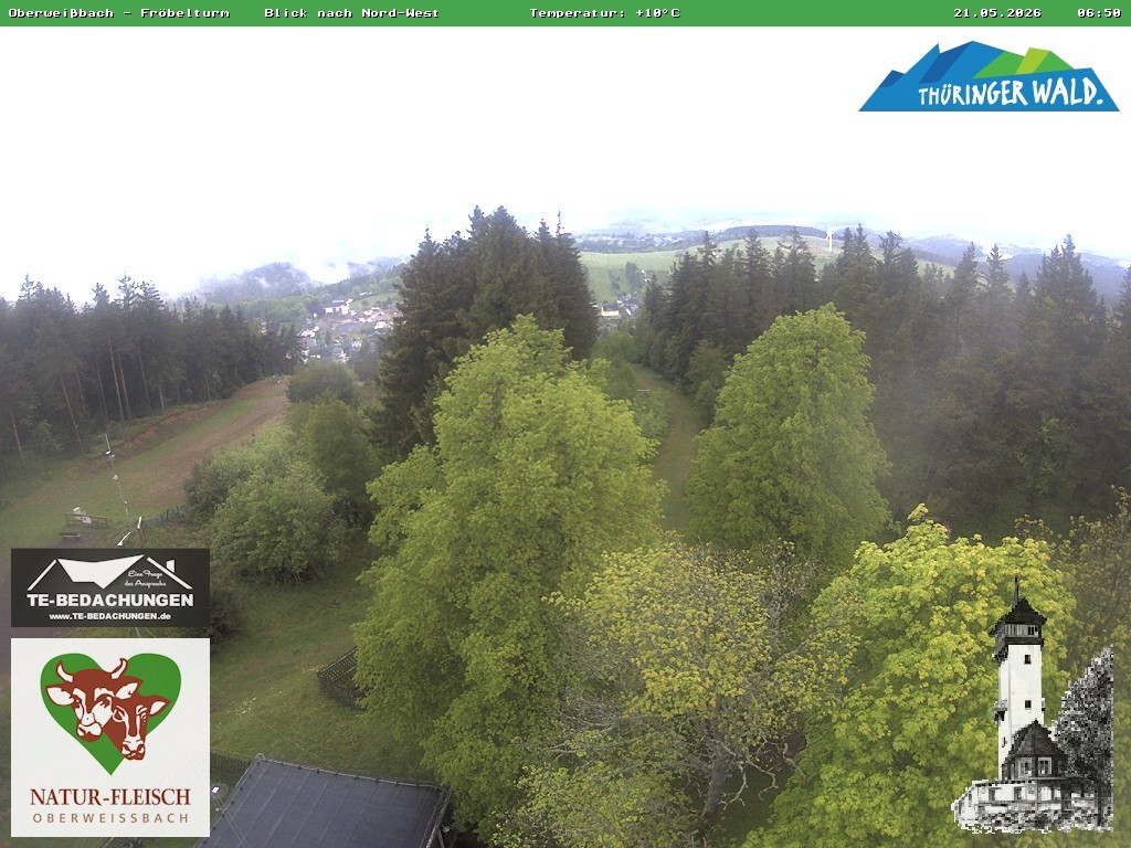 Archived image Webcam Oberweissbach - View from Froebelturm Restaurant