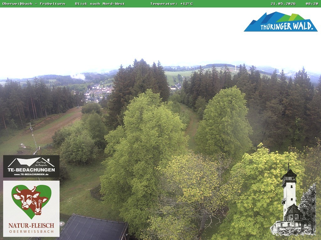 Archived image Webcam Oberweissbach - View from Froebelturm Restaurant