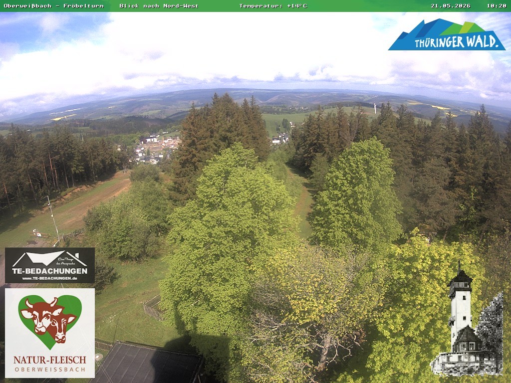 Archived image Webcam Oberweissbach - View from Froebelturm Restaurant