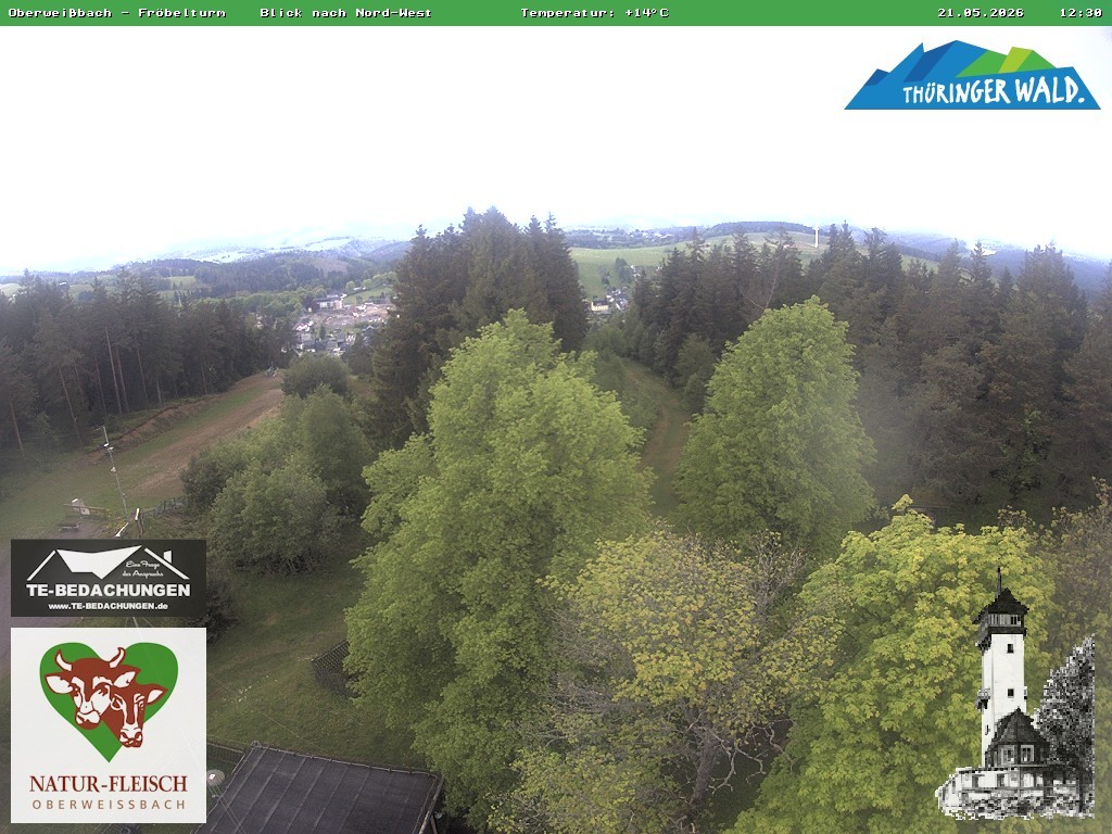 Archived image Webcam Oberweissbach - View from Froebelturm Restaurant
