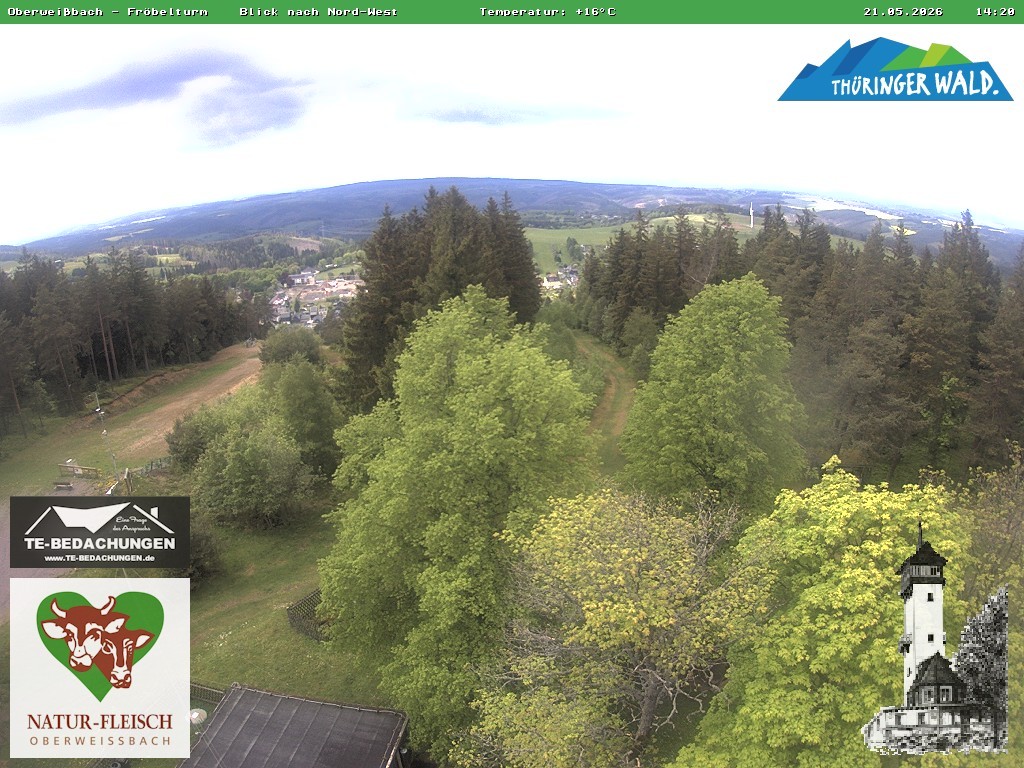 Archived image Webcam Oberweissbach - View from Froebelturm Restaurant