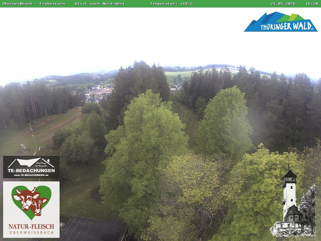 Archived image Webcam Oberweissbach - View from Froebelturm Restaurant