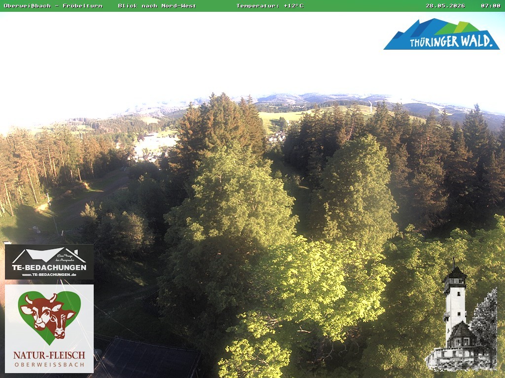 Archived image Webcam Oberweissbach - View from Froebelturm Restaurant
