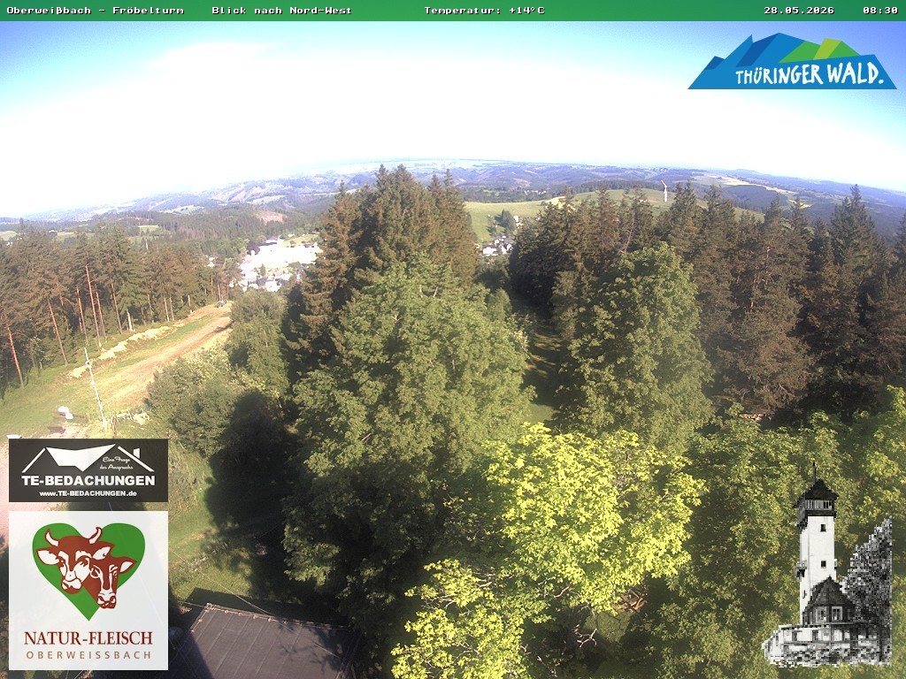 Archived image Webcam Oberweissbach - View from Froebelturm Restaurant
