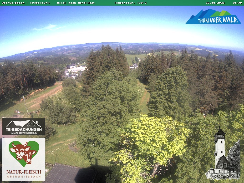 Archived image Webcam Oberweissbach - View from Froebelturm Restaurant