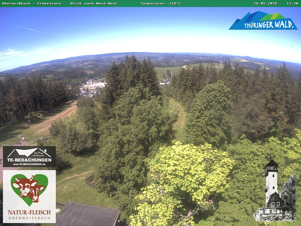 Archived image Webcam Oberweissbach - View from Froebelturm Restaurant
